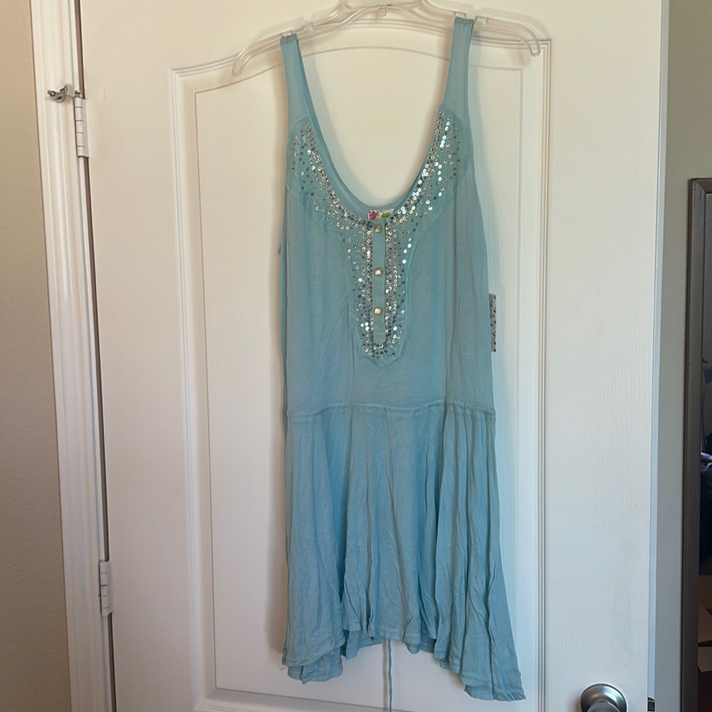 New Free People Blue Bird tunic sequin tank top Large